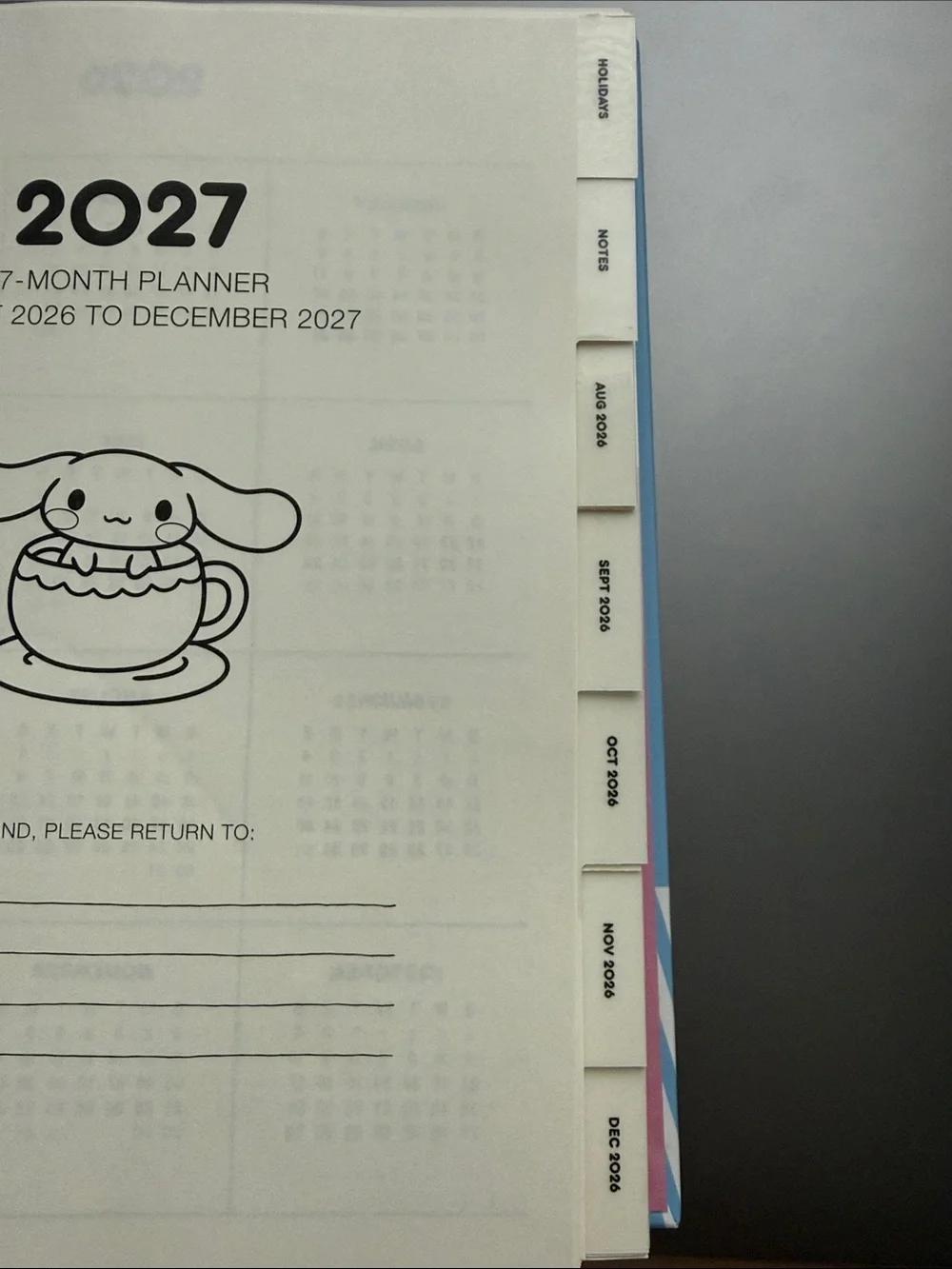 NWT….Sanrio Cinnamoroll 2027 Planner in Light Blue and Pink